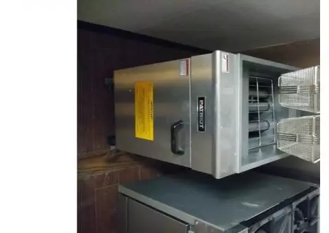 Commercial refrigerator, stove, deep fryer